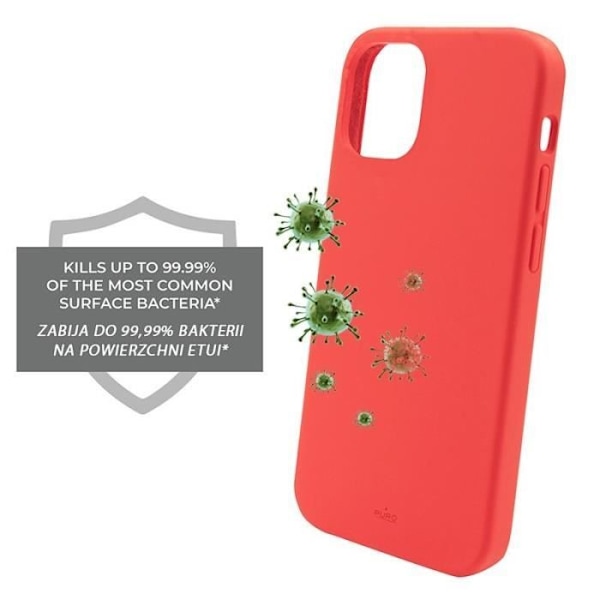 Puro ICON Anti-Microbial Cover - Cover til iPhone 12 / iPhone 12 Pro med antibakteriel beskyttelse (rød) -