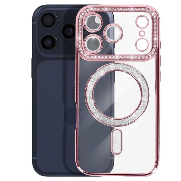 Coque Magsafe - AVIZAR - iPhone 17 Pro - Rose champagne - Kimalteleva - Optimaalinen suoja Rosa