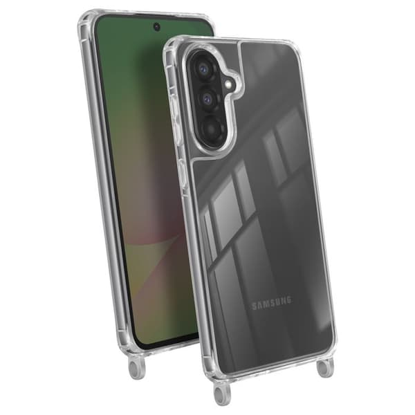 Siliconfodral för Galaxy A37 med 70 cm transparent nylonflätad snodd Vit
