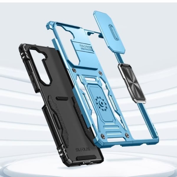 Fodral till Samsung Z Fold 5 Stötsäker kameraskydd Ringhållare ljusblå