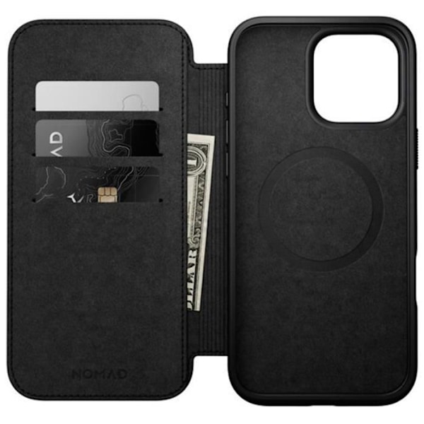 MagSafe Cover til iPhone 16 Pro Max - NOMAD - Folio Modern kortholder - Sort Svart