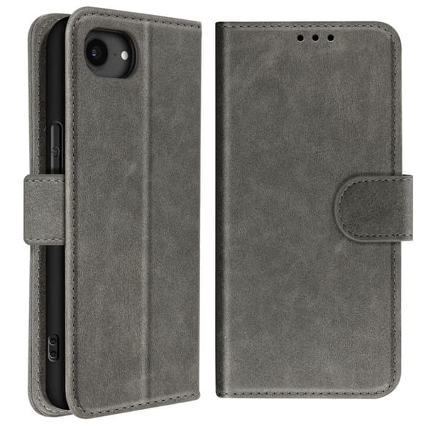 Plånboksfodral för iPhone 17:e serien Chesterfield Grainé Ställfunktion Grå Grå