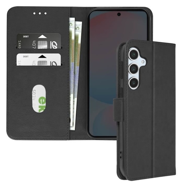 Etui för Samsung Galaxy S24 FE - AVIZAR - Fodral med omslag - Videostöd - Svart - Semihård Svart
