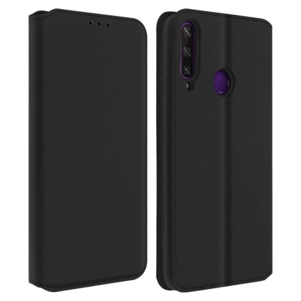 Housse - AVIZAR - Huawei Y6p - Folio Portefeuille Etui - Øko-læder - Sort Svart