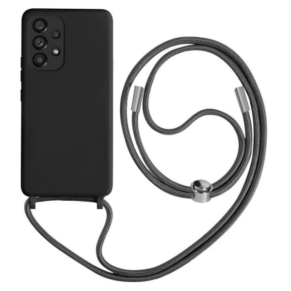 Samsung Galaxy A53 5G etui - AVIZAR - Halvstiv - Halsrem 80 cm - Sort Svart