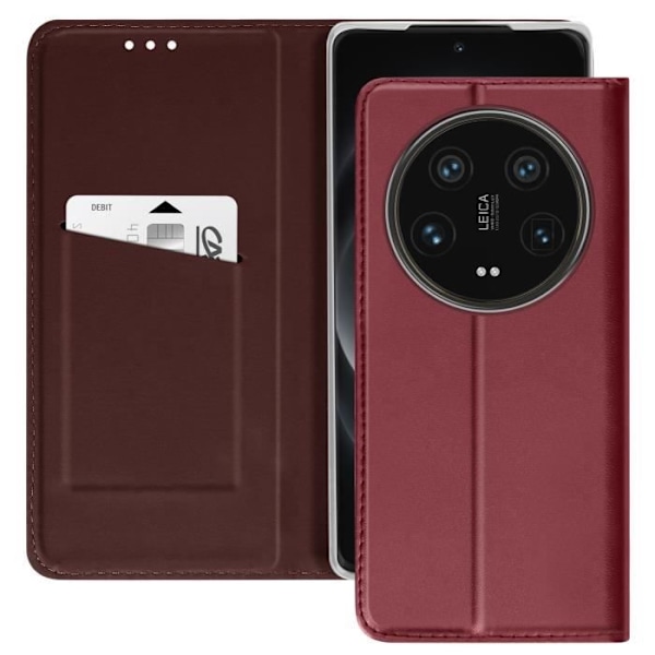 Kotelo Xiaomi 14 Ultra Magnetic Flip Card Holder Burgundylle Röd