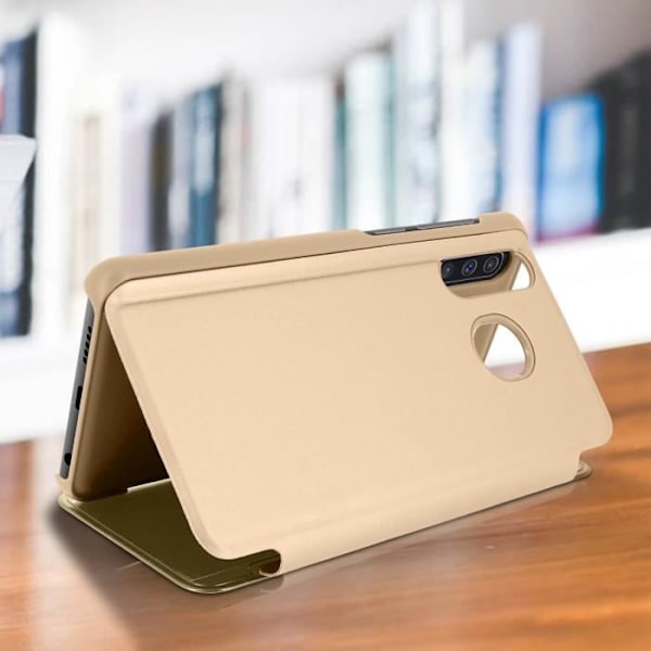 Hölster för Samsung Galaxy A50 - AVIZAR - Spegelcase - Genomskinlig flik - Halvstyv skal - Praktisk gyllene