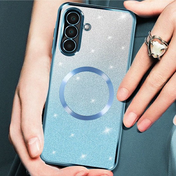 Coque MagSafe för Samsung Galaxy A26 Silikon Glittrande Blå Blå