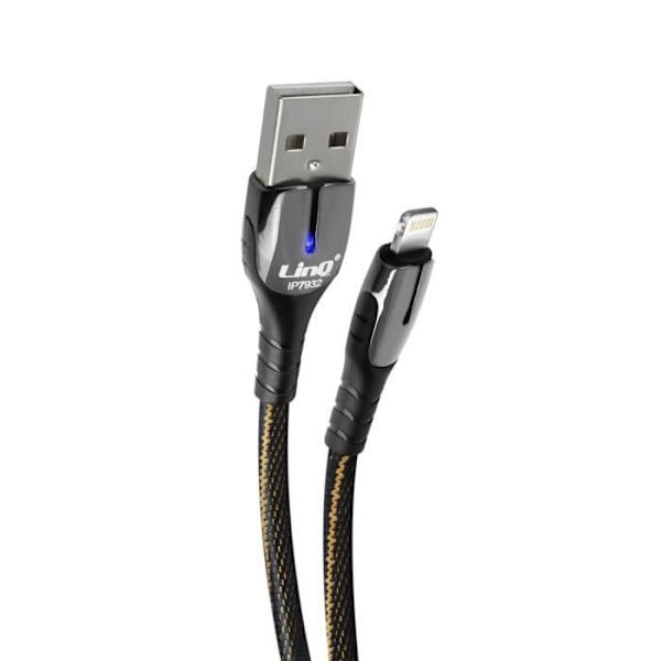 iPhone Lightning kaapeli 1,2m 5A 20W pikalataus Kirkas latauksen ilmaisin LinQ Musta