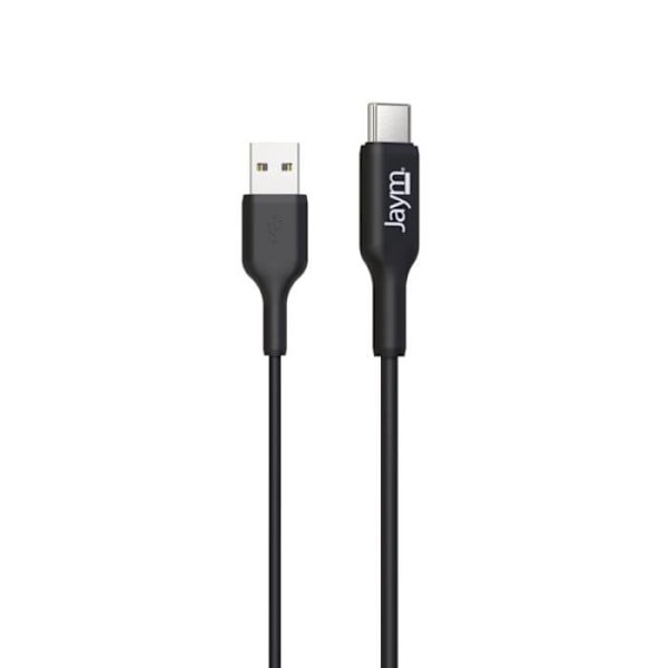Laddnings- och datasynkroniseringskabel USB till Type-C 2.4A 1M Jaym Svart Svart