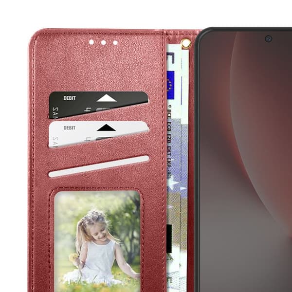 Folio Wallet Case til Honor Magic 8 Lite med Håndledsrem og Kortholder Rød Röd