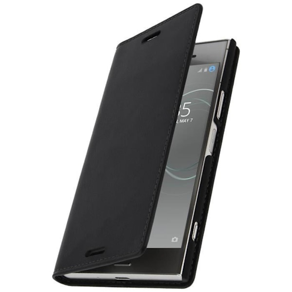 Etui folio læder - AVIZAR - Xperia XZ1 - Fuld beskyttelse - Sort - Kortlommer Svart