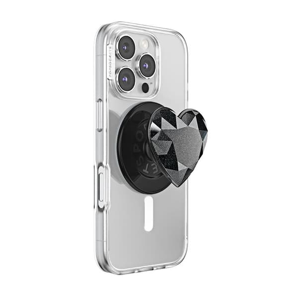 Support Smartphone PopGrip Premium MagSafe Stand og Selfie Effekt Crystal PopSockets Sort Svart