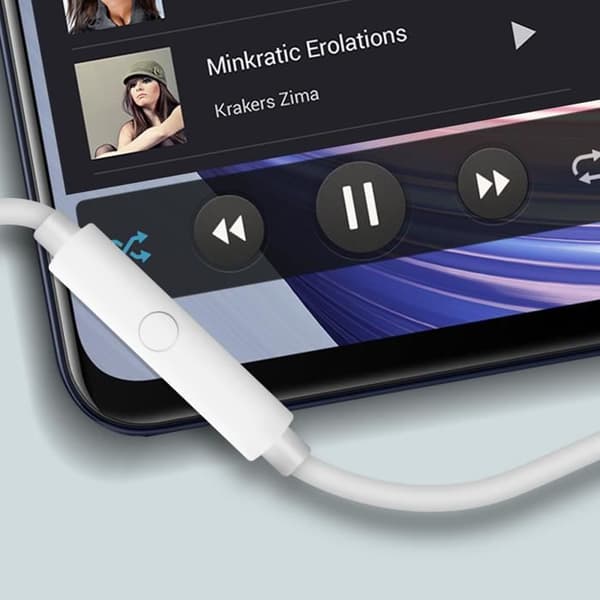 USB-C hörlurar - OPPO - Modell med mikrofon - Stereo ljud - In-ear - 1m Vit