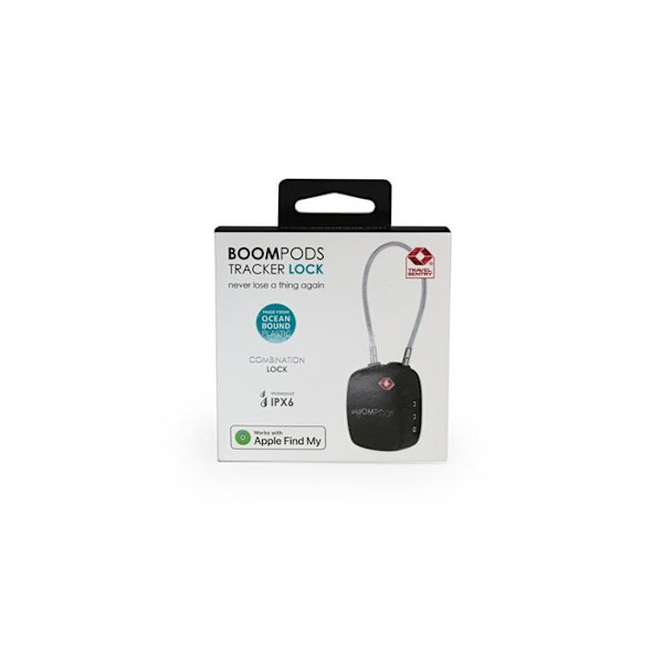 Cadenas til rejse Boompods med TSA-certifikat og integreret tilsluttet sporingsenhed (Apple Find My) Sort Svart