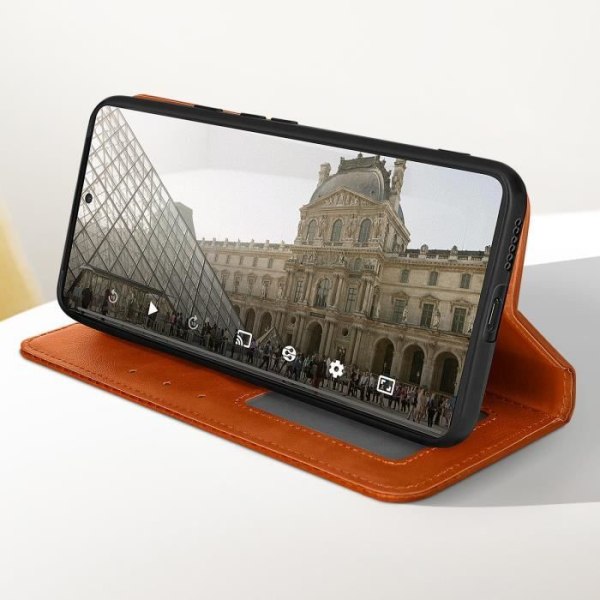 Etui til Xiaomi Poco X6 Pro Wallet Stand Mosaic Pattern Camel kastanj