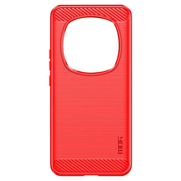 Silikonikotelo Honor Magic 6 Prolle Harjattu Metalli ja Carbon Effect MOFI Red