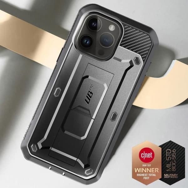 Smartphone etui - Supcase - Unicorn Beetle Pro - iPhone 15 Pro Max - Stødabsorberende - Ståfunktion Svart