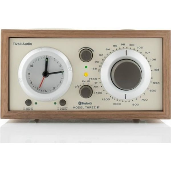 Tivoli Model Three USB Bluetooth FM/AM kelloradio pähkinä/beige värisenä Beige valnöt