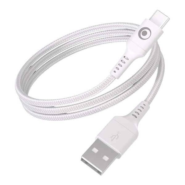 USB-A til USB-C FastCharge 15W 3A i vævet nylon 1.2m BigBen Connected Hvid Vit