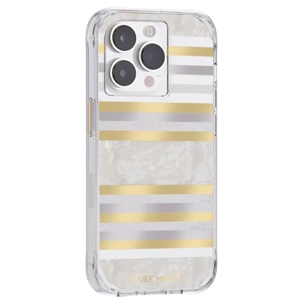 Case-Mate Pearl Stripes MagSafe - Perlemor-dekoreret etui til iPhone 14 Pro (Pearl Stripes) - 0840171719635