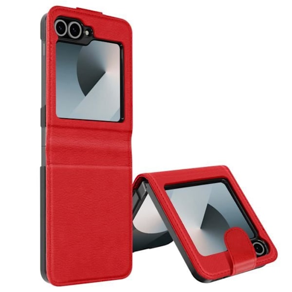 Fodral till Samsung Z Flip 6 - AVIZAR - Chesterfield - Veganskt läder - Röd Röd