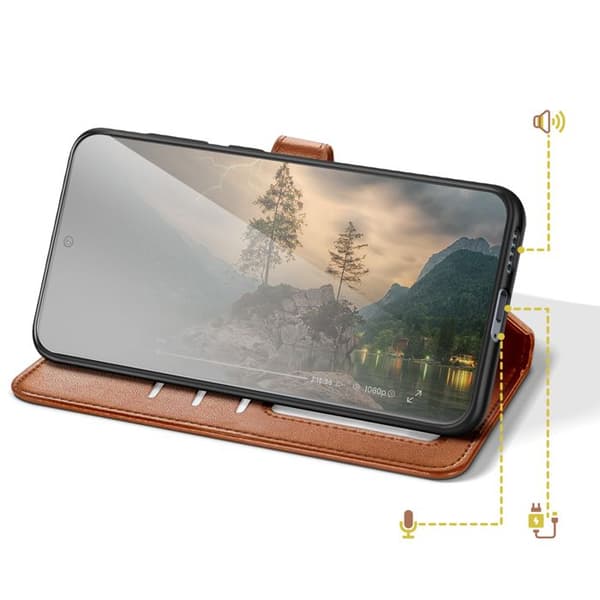 Folio Wallet Case til Honor Magic 8 Lite med Håndledsrem og Kortholder i Brun brun