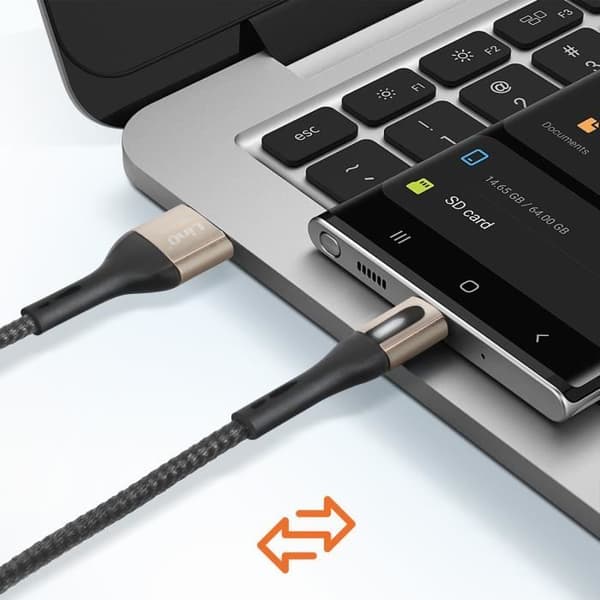USB-kabel til USB-C - LinQ - 1,2m - 3A - Hurtig opladning - Data synkronisering Svart