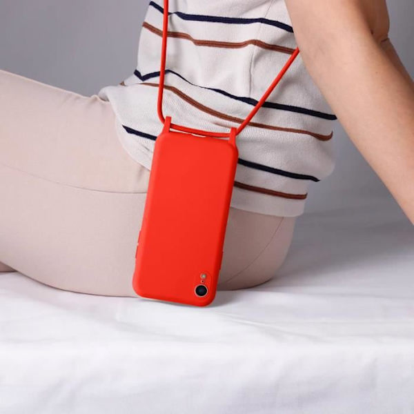 Apple iPhone XR puolijäykkä kaulanauha kaulahihnalla 80cm punainen Röd