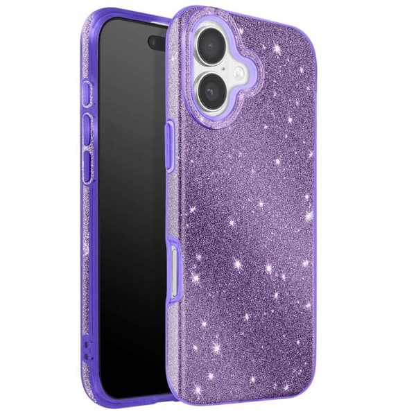 Cover til iPhone 17 - AVIZAR - Bi-Materiale - Glitrende - Skærmbeskyttelse - Strop Tilbehør Lila