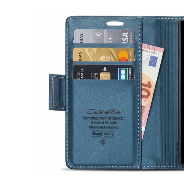 Plånboksfodral för iPhone Duo Läderlook med Stöd och Anti-RFID CaseMe Blågrön Blå