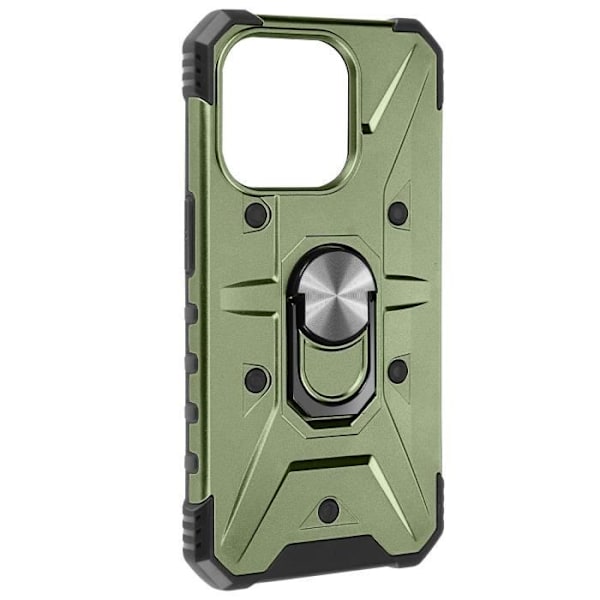 Skal till iPhone 15 Plus - AVIZAR - ArmoRing Bump Series - Khakigrön - Anti-fall Bumper - Metallring Grön