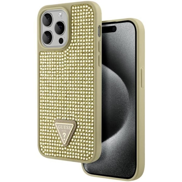 Coque Strass для iPhone 15 Pro Max с приподнятыми краями Треугольный Алмаз Guess Золотой Gul