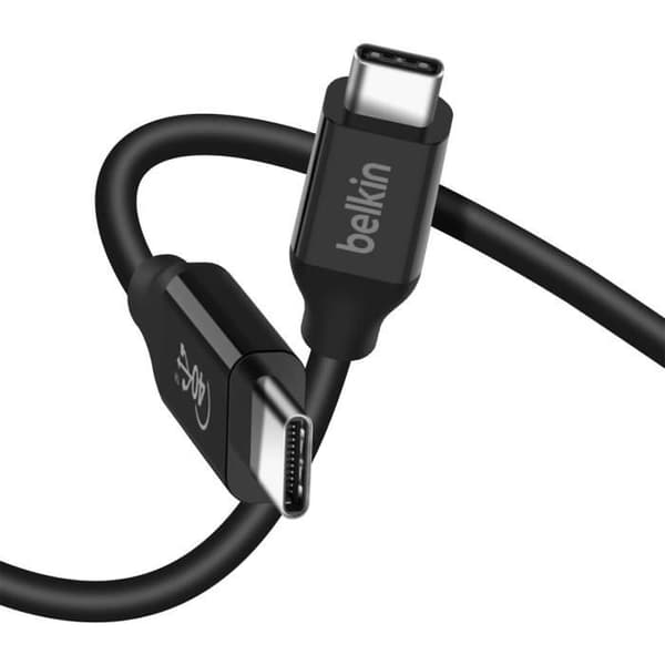 USB C-kabel - BELKIN - 100W - Snabbladdning - 0.8m - Kompatibel med USB4 och Thunderbolt 3 Svart
