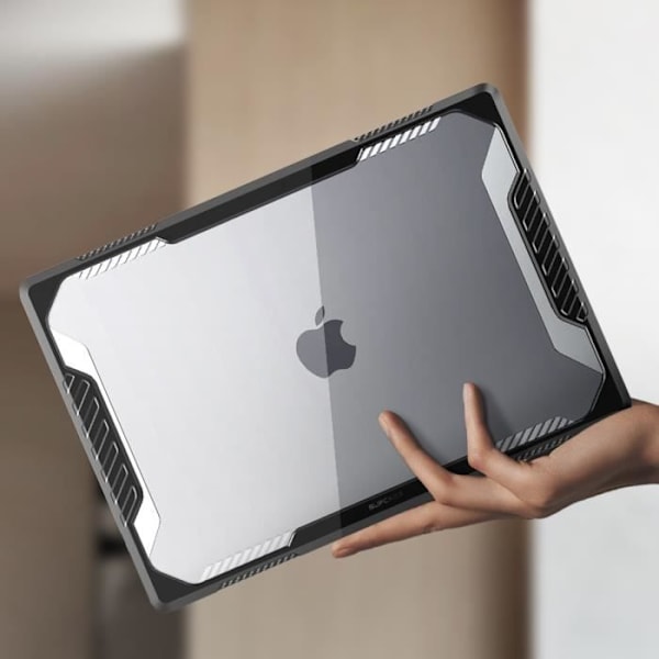 Heltäckande skal till MacBook Air 15 2023 Stötsäker luftventilsväska Transparent Svart Svart