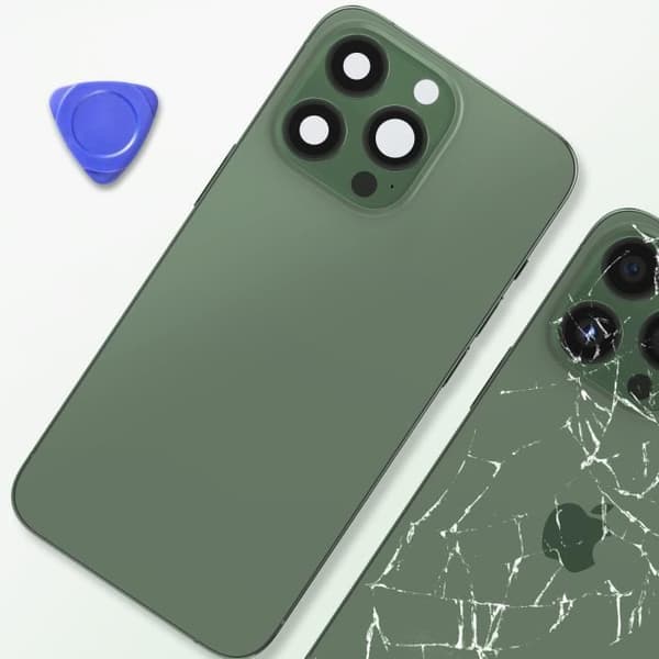 Chassi iPhone 13 Pro - AVIZAR - Bakre ersättningsruta - Grön - Hög kvalitet - Kvalitetskontroll Grön