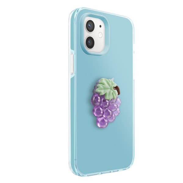 Skal för iPhone 12 / 12 Pro med 3D-reliefmönster av druvor och upphöjd blå kant Blå