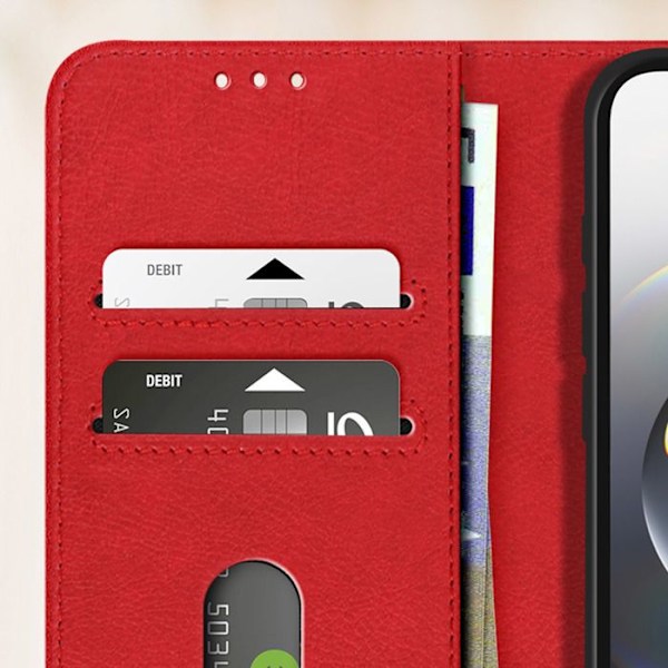 iPhone 16:n Punainen Lompakko- ja Videotuki Tasku Röd