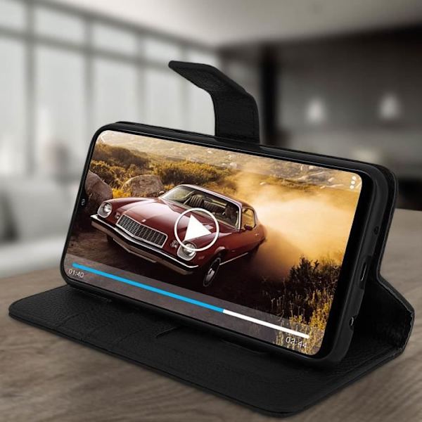 Samsung Galaxy A10 Cover - AVIZAR - Wallet Case Card Holder Video Stand - Sort Svart