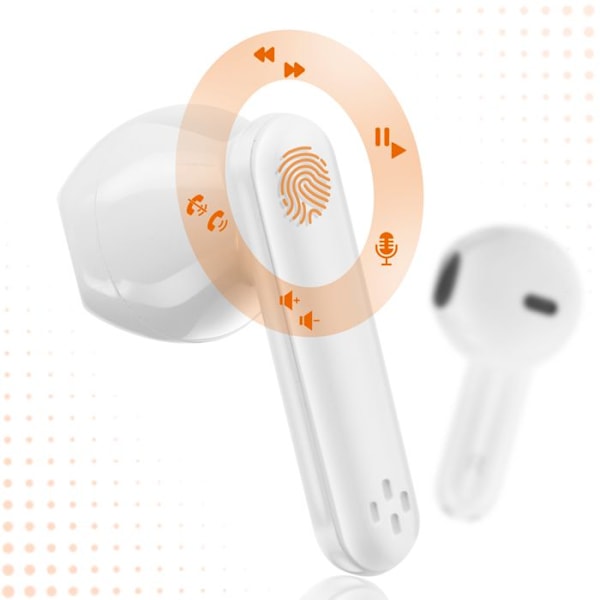Trådlösa hörlurar med mikrofon, touchkontroll, 200mAh laddningsfodral, LinQ Vit