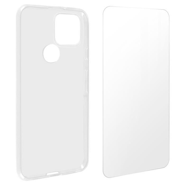 Blødt etui og 9H hærdet glasfilm til Google Pixel 5 - AVIZAR - Hvid Vit