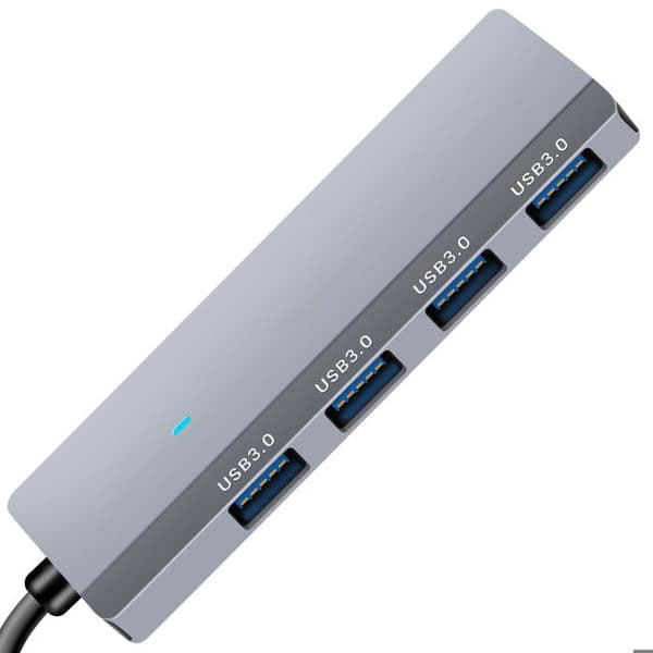 USB-C 4-i-1-hubb med 4 USB 3.0-portar för snabb datatransfer LinQ Grå