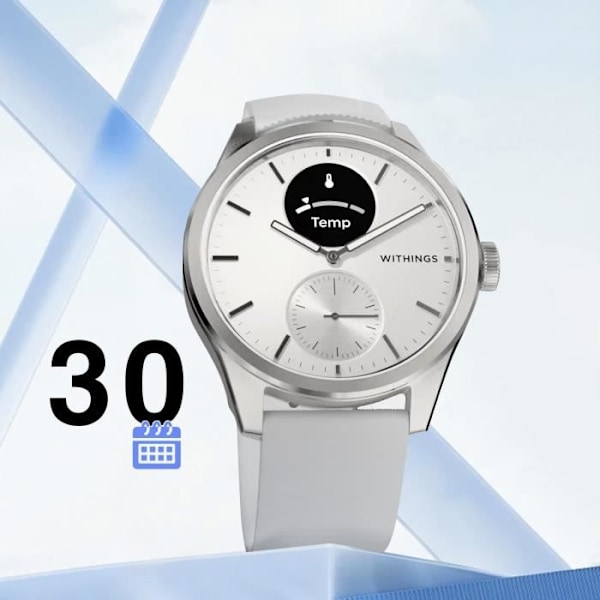 Hybrid Connected Watch 42 mm EKG-overvågning 30 dages batterilevetid ScanWatch 2 Withings White
