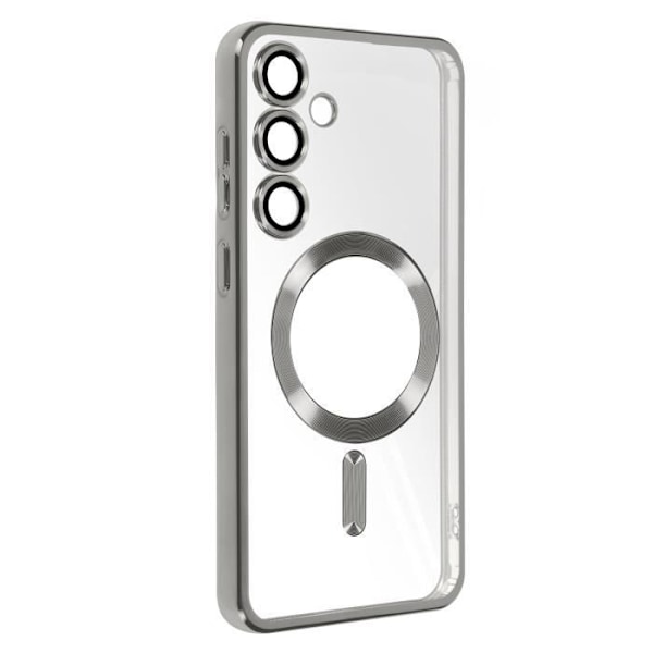 Fodral till Samsung S24 - AVIZAR - MagSafe - Silikon - Silver krom kontur Grå