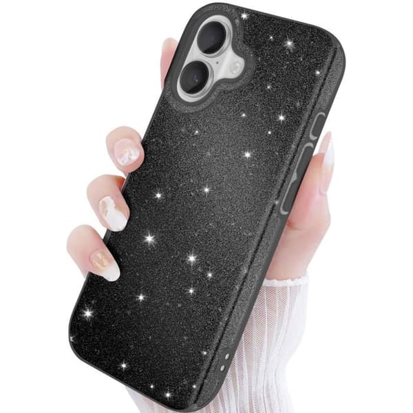 Cover til iPhone 17 - AVIZAR - Bi-Materiale - Glitrende - Skærmbeskyttelse - Strop Tilbehør Svart