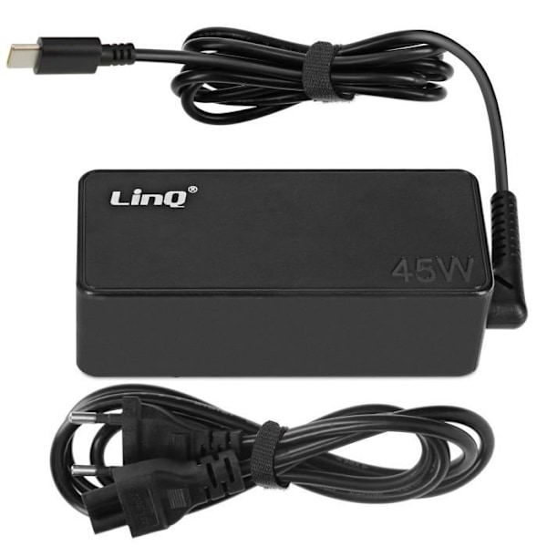 USB-C Oplader - LINQ - 45W - Power Delivery - Hurtig opladning - Universel Svart