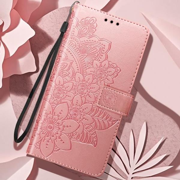 Mandala Flowers Suojakuori Samsung Galaxy A25 5G Lompakon rannehihnalle Pinkki Rosa
