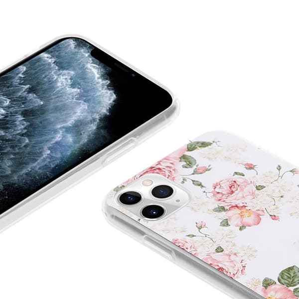 Mobilskal - Crong - Blomma - iPhone 11 Pro - Blommönster - Flexibel - Guldig gyllene