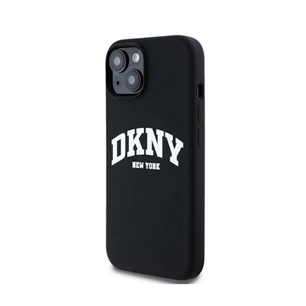 DKNY Liquid Silicone White Logo Print MagSafe - Etui til iPhone 15 Plus / 14 Plus (sort)