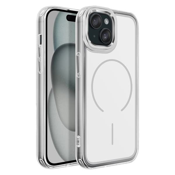 MagSafe-cover til iPhone 15 Plus / 14 Plus Forstærket Bi-materiale Hvid Vit